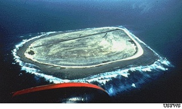 Aerial view of Baker Island. Image courtesy of the US Fish and Wildlife Service.