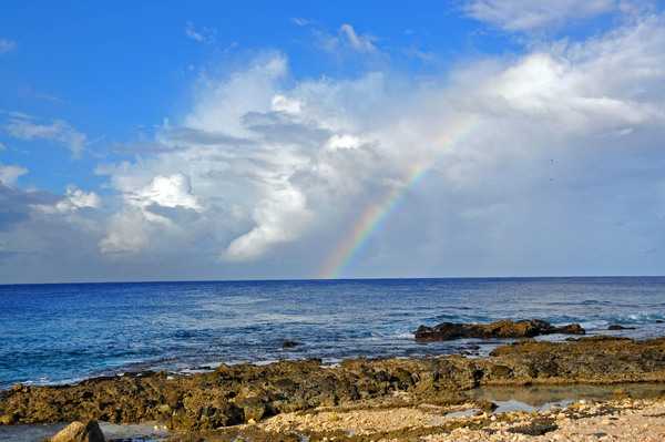 Rainbow over Wake Island. Image courtesy of the US Air Force.