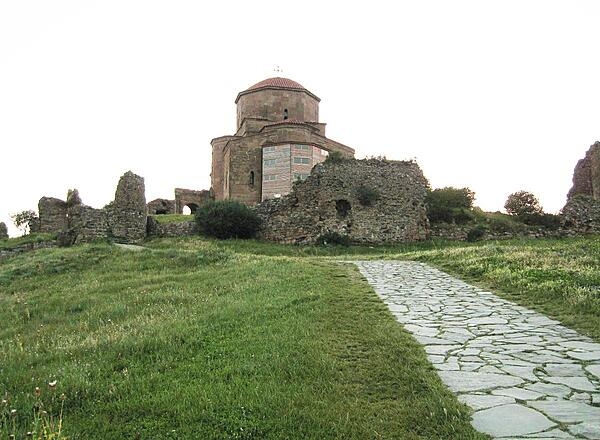 A UNESCO World Heritage Site since 1994, the Georgian Orthodox Jvari Monastery (Monastery of the Cross) at Mtskheta, Georgia, was built in the 6th century A.D.  The monastery is built in an early tetraconch (Greek for “four shells”) style, meaning the building is shaped like a cross with a dome.