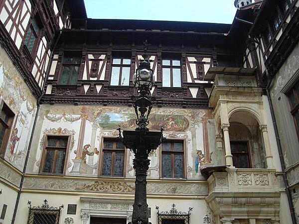 Mural in the inner court of Peles Castle.