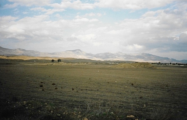 Cyprus landscape looking north to the Troodos Mountains.