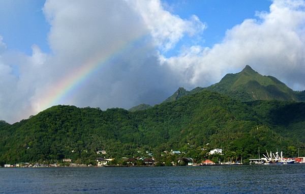 Located on one side of Pago Pago Harbor in American Samoa, Matafao Peak is one of five great masses of volcanic rock that were extruded as molten magma during the major episodes of volcanism that created Tutuila Island. Matafao Peak is the highest mountain on the island. Photo courtesy of the US National Park Service.