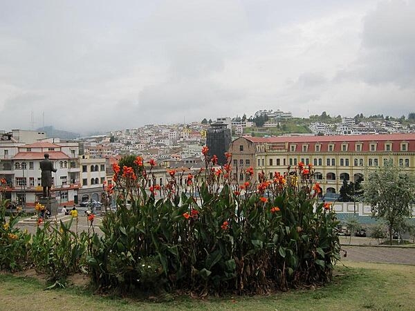 Ecuador's capital, Quito (San Francisco de Quito), is built in a valley and on the eastern slope of an active stratovolcano in the Andes Mountains.