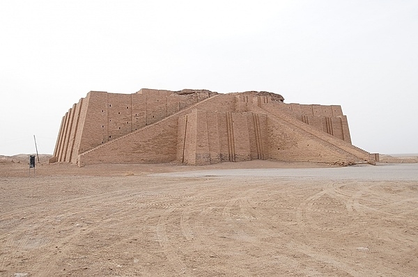 The Great Ziggurat of Ur was completed in the 21st century B.C. and is located near the present-day city of Al-Nasiriyah on the Euphrates River, about 370 km (225 mi) southeast of Baghdad, Iraq. It was part of a temple complex that served as an administrative center for the city, and it was also a shrine of the moon god Nanna, the patron deity of the city.