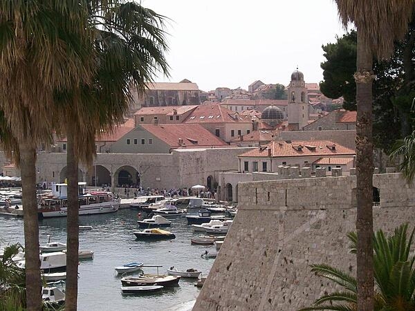 The harbor in Dubrovnik, Croatia, from outside the city.