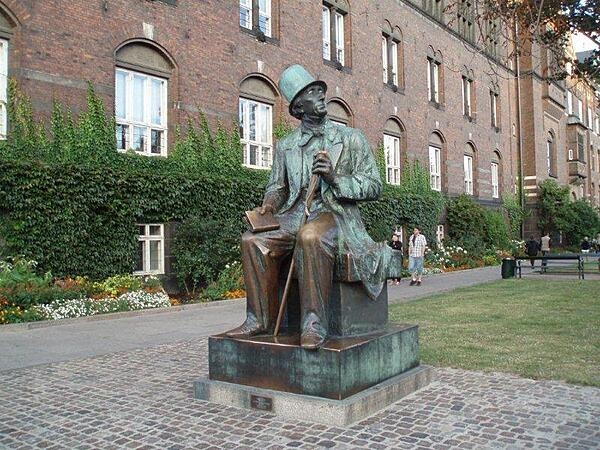 Hans Christian Andersen is Denmark’s most beloved author. This bronze statue by Henry Luckow-Nielsen was erected in 1965 in the Copenhagen City Hall Square and depicts Anderson with a book, facing the boulevard named for him. Andersen is the author of plays, novels, poems, travel books, and several autobiographies, but he is best known for his 156 fairy tales.