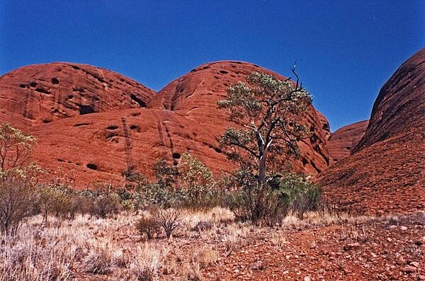 The Olgas, a red sandstone formation in the middle of Australia's Outback.