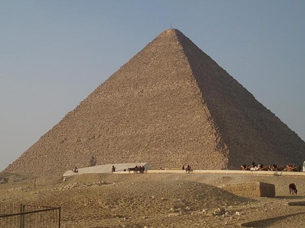 The Pyramid of Menkaure is the smallest of the three pyramids on the Giza Plateau near Cairo, Egypt.