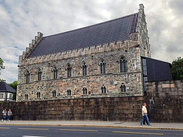 The Berghus Fortress at the Bergen harbor entrance dates from A.D. 1240; it is one of the oldest and best-preserved stone buildings in Norway.