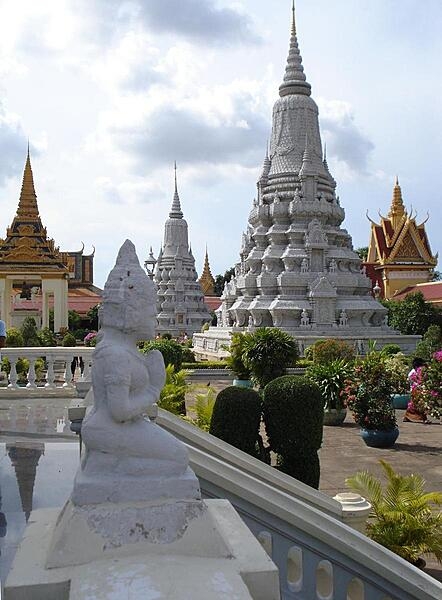 On the grounds of the Royal Palace in Phnom Penh, Cambodia. The palace area contains at least three stupas with royal remains.