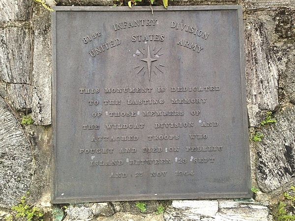 Memorial marker to the US Army's 81st Infantry Division on Peleliu.