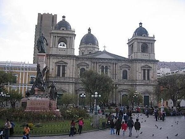 Begun in 1835, the Catedral Metropolitana Nuestra Senora de La Paz (Metropolitan Cathedral of Our Lady of Peace or Metropolitan Cathedral) in La Paz, Bolivia, was built in the neo-classical style and was not completed until 1987.