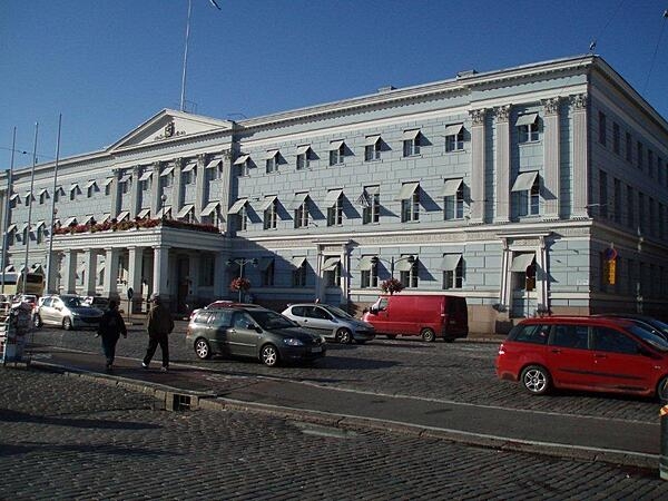 Erected in 1833, the City Hall on Market Square in Helsinki, Finland, was formerly a hotel.