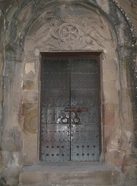 Metal doorway to the Jvari Monastery (Monastery of the Cross) in Mtskheta, Georgia.