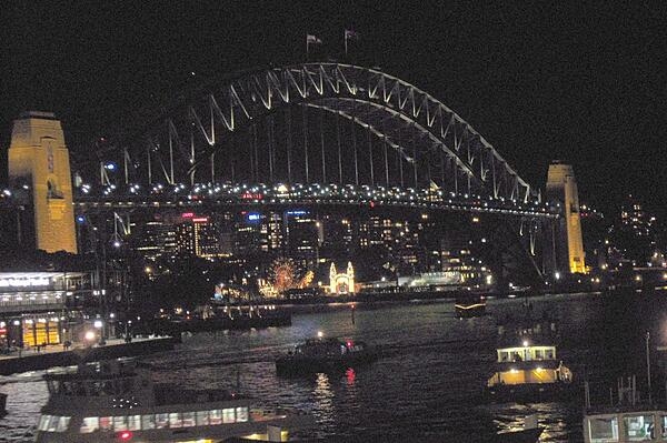 Night view of Sydney Harbour Bridge in Australia.