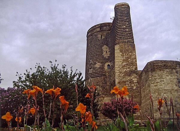 The Maiden Tower in Baku, Azerbaijan, was built sometime between A.D. 800 and 1200. The tower probably served as a Zoroastrian fire temple before becoming a fortification in the 12th century. The tower is a national emblem and appears on Azerbaijan's currency.