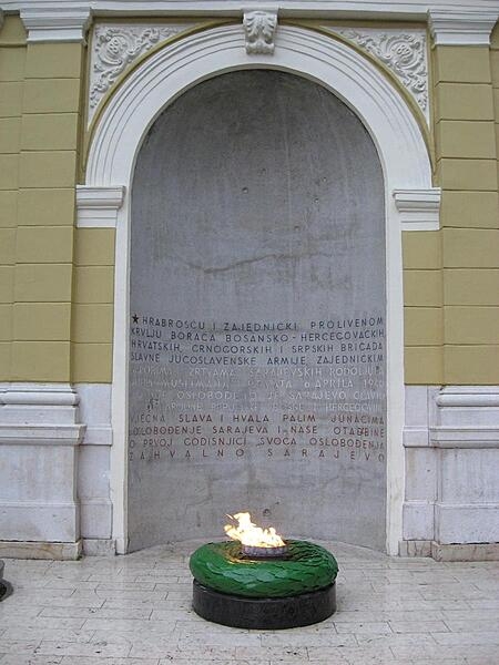 Dedicated on 6 April 1946, the Eternal Flame Memorial in Sarajevo in Bosnia and Herzegovina honors the military and civilian victims of World War II.