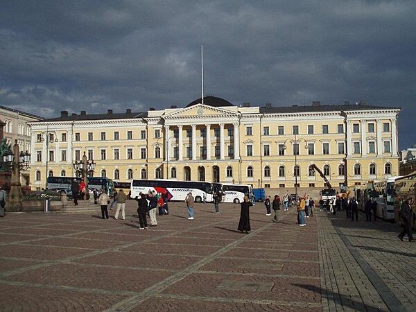 Formerly the Senate Building, the Palace of the Council of State on Senate Square in Helsinki, Finland, now houses the offices of the prime minister and the cabinet.