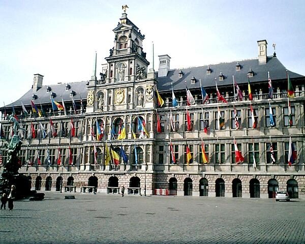 The City Hall (Stadhuis) in Antwerp, Belgium, stands on the western side of the Grote Markt (Great Market Square). Built between 1561 and 1565, it displays both Flemish and Italian architectural influences.