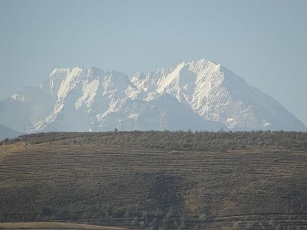 A view of the imposing Tien Shan mountain range.