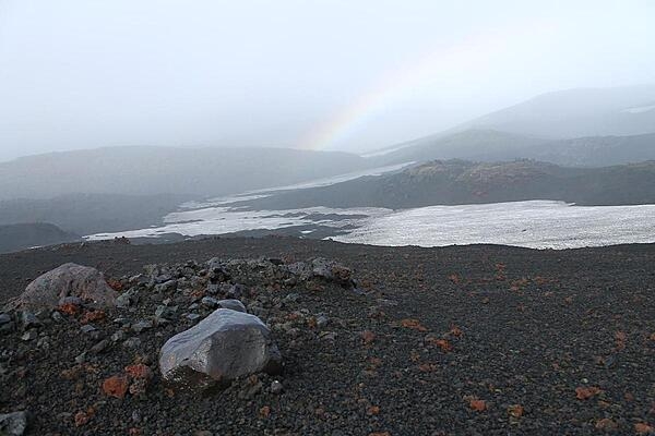 A luminous view down the southwest flank of Iceland's Hekla volcano.