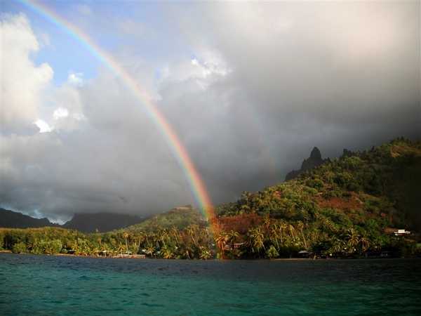 Double rainbows over the island of Mo’orea in French Polynesia. Photo courtesy of NOAA / Emily Olson.