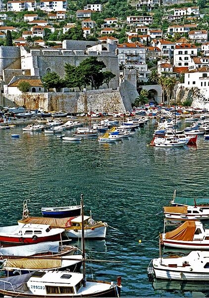 The inner harbor of Dubrovnik, Croatia.