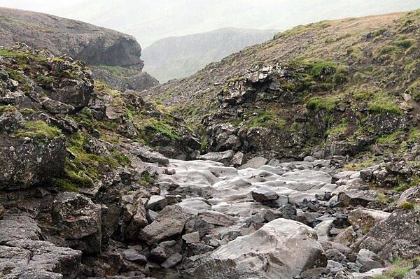 Downchannel from the volcanic dike in Iceland's Thingvellir National Park.