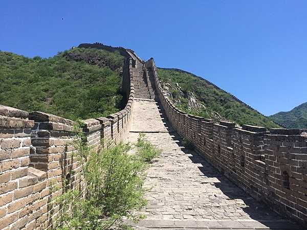 The Huanghuacheng (Lakeside) section of the Great Wall of China derives its name from the man-made reservoir lakes nearby. The section, which is less visited than the main tourist sections at Mutianyu and Badaling, has a sweeping view, with a steep hike to a high guard tower.