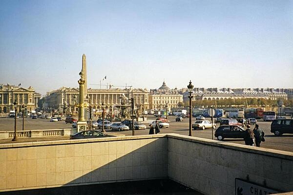 The Place de la Concorde in Paris, France, is the largest square in the French capital. In the center of the Place stands a giant obelisk, transported from Egypt and erected in 1836.