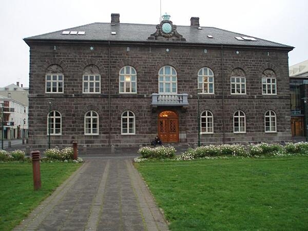 National Parliament (Althing) building in Reykjavik, Iceland, erected in 1880-81.