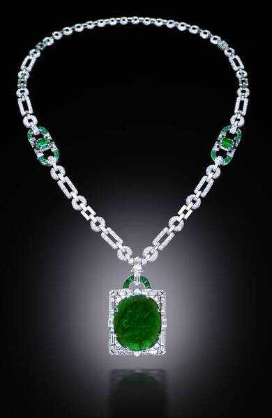 More than half of the emeralds in the world come from Colombia. These emeralds are highly prized for their rare deep-green color, and the 167-carat Mackay Emerald (pictured) from Colombia is the largest cut emerald in the Smithsonian National Gem Collection. The Art Deco-style necklace was a wedding gift in 1931 from Clarence Mackay to his wife, Anna Case, a world-renowned soprano at the New York Metropolitan Opera from 1909 to 1920. The singer bequeathed the necklace to the Smithsonian when she died in 1984.  Photo courtesy of the Smithsonian Institution.