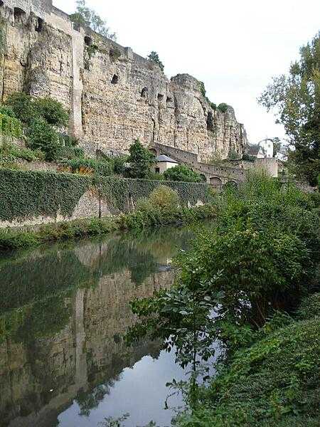 An old section of the Citadel wall in Luxembourg City.