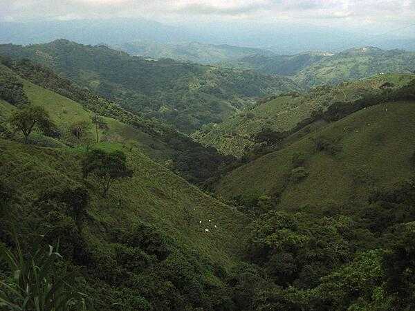 Mountainous countryside along the road to Costa Rica's capital, San Jose.