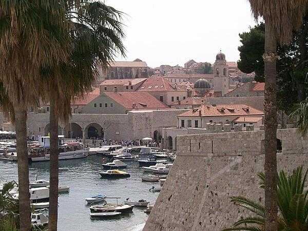 The harbor in Dubrovnik, Croatia, from outside the city.