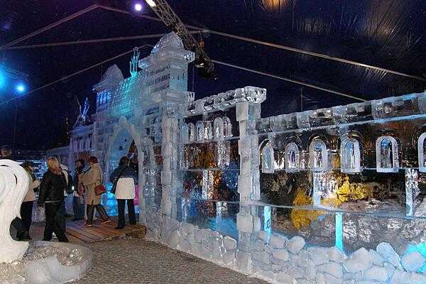 At the Snow and Ice Sculpture Festival in Bruges (or Brugge), Belgium. The festival runs from the end of November until the middle of January and is located on Place de la Gare.