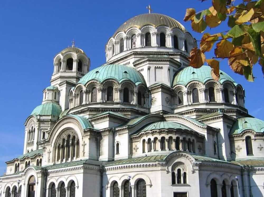 The St. Alexander Nevsky Cathedral in Sofia, Bulgaria, is one of the 50 largest Christian church buildings in the world, one of the 10 largest Eastern Orthodox church buildings, and the largest cathedral in the Balkans. Its namesake is Alexander Nevsky, a 13th-century prince who was later declared a saint, and the cathedral is dedicated to the memory of the Russian soldiers who died liberating Bulgaria from Ottoman rule during the Russo-Turkish War of 1877-1878. Construction began on the cathedral in 1882, and it was completed in 1912.