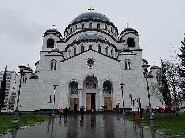 The Church of Saint Sava in Belgrade, Serbia, is the largest Serbian Orthodox church and the largest Orthodox place of worship in the Balkans. Construction on the structure began in 1935 and was interrupted many times due to war; it was finally consecrated in 2004.