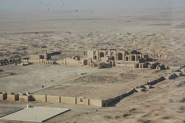 Aerial view of the ruins of the ancient city of Hatra, Iraq, located approximately 290 km (180 mi) northwest of Baghdad. Hatra was a strongly fortified caravan city and capital of the small Kingdom of Hatra in the second century A.D., located between the Parthian and Roman Empires. Photo courtesy of the US Department of Defense / Sgt. 1st Class Wendy Butts.