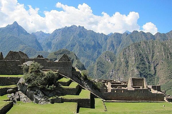 Houses near the Sacred Plaza of Machu Picchu, approximately 2,430 m (7,970 ft) above sea level.