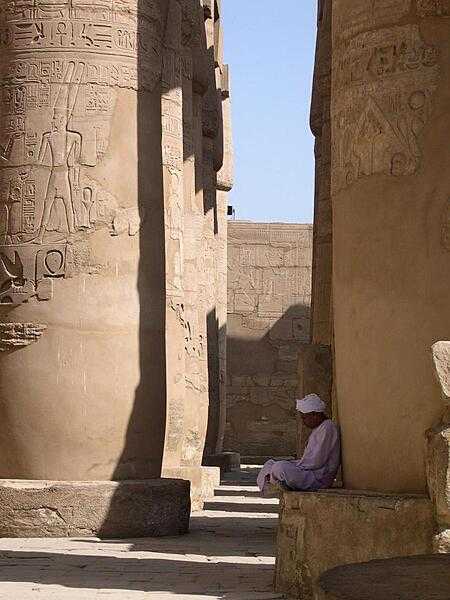 Some of the 16 rows of 134 columns that previously supported the roof of the Great Hypostyle Hall at Karnak, Egypt.