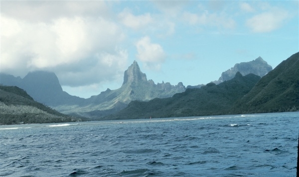 A Matterhorn of the South Pacific on the island of Mo’orea in French Polynesia, as seen from offshore. Photo courtesy of NOAA / Anthony R. Picciolo.