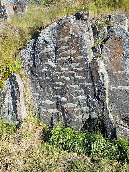 Carvings in Qaqortoq, Greenland.