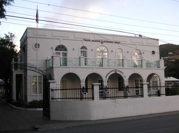 The former Legislative Council Building in Road Town, the capital of the British Virgin Islands, is today used as the House of Assembly and the High Court.