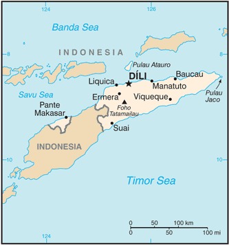 timor sea on world map